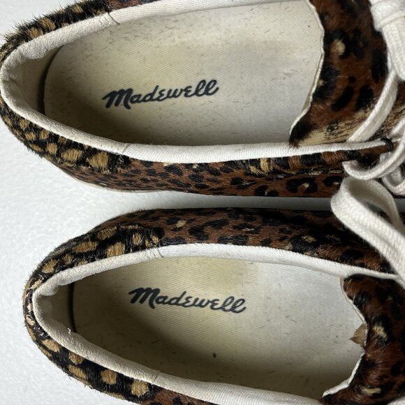 Madewell Calf Hair Sneakers‎ Womens Size 8.5 Painted Leopard Sidewalk Low Top - Picture 4 of 9